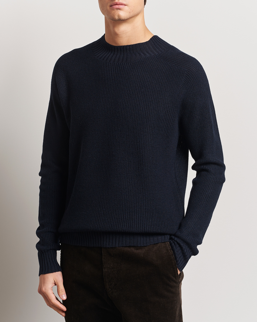 Herren | Pullover | Oscar Jacobson | Collins Knitted Wool Turtleneck Navy