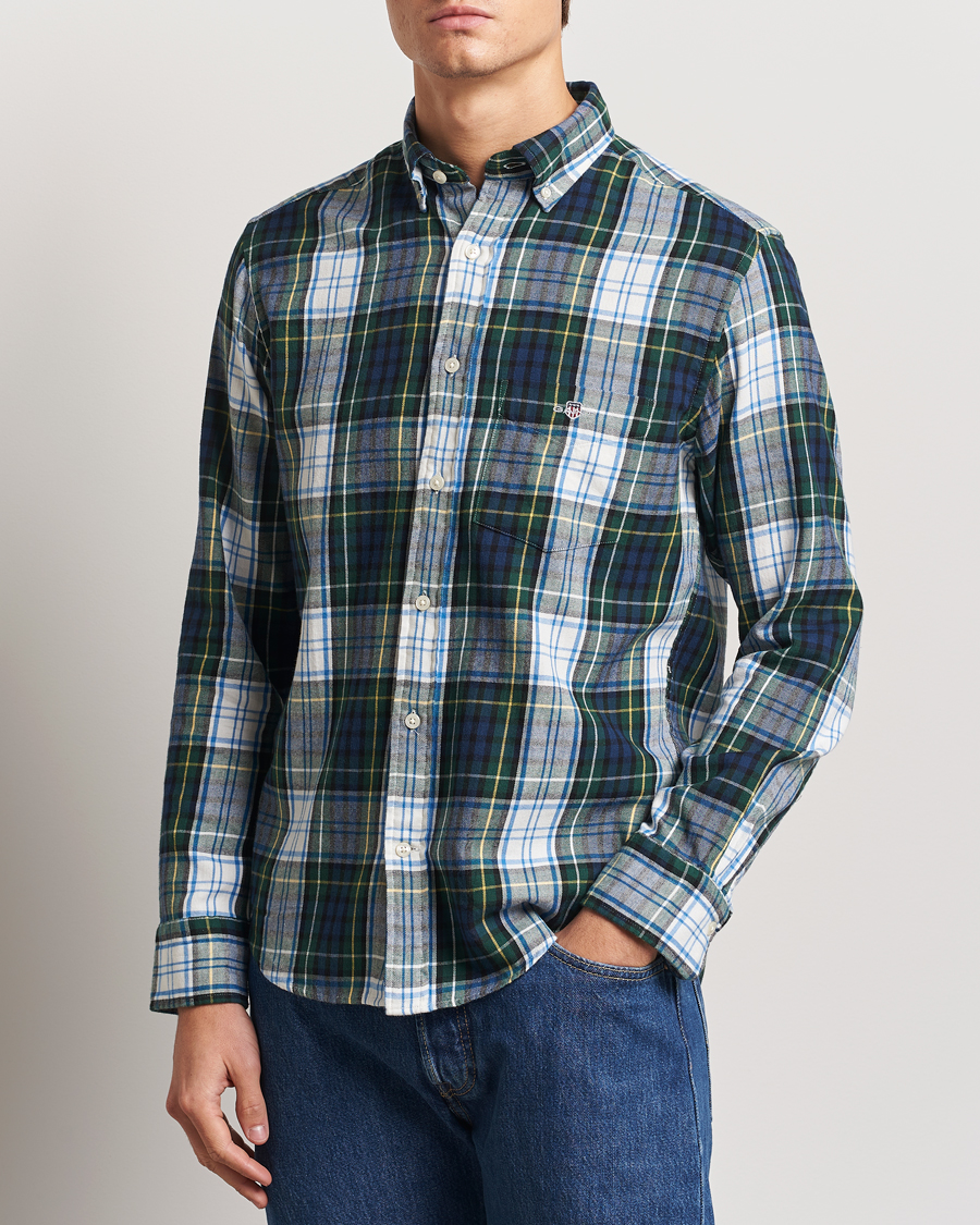 Herren | Hemden | GANT | Regular Flannel Check Shirt Tartan Green