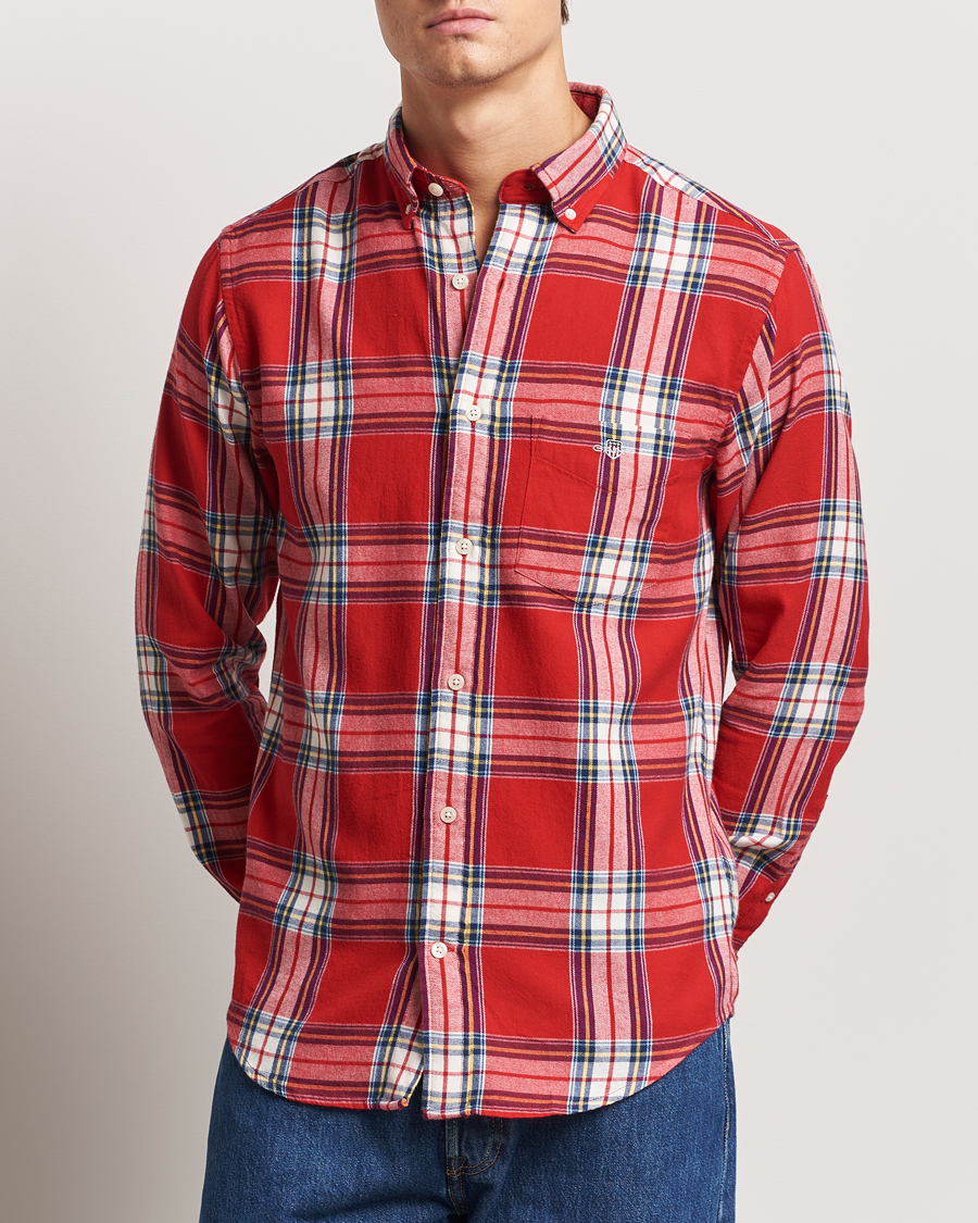 Herren | Hemden | GANT | Regular Flannel Check Shirt Ruby Red