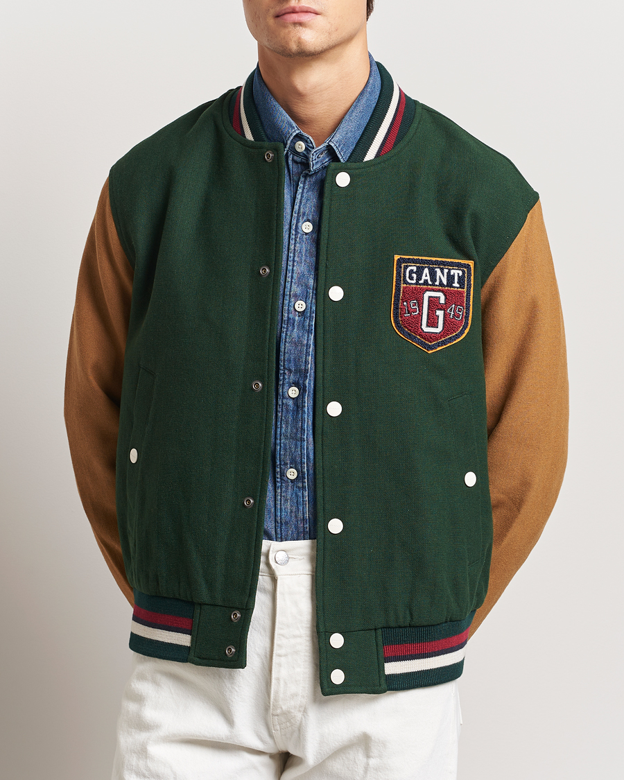 Herren | Jacken | GANT | Wool Varisty Jacket Tartan Green