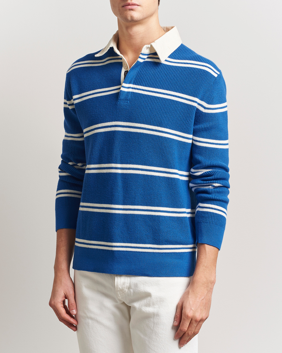 Herren | Pullover | GANT | Ribbed Cotton Striped Rugger Lapis Blue