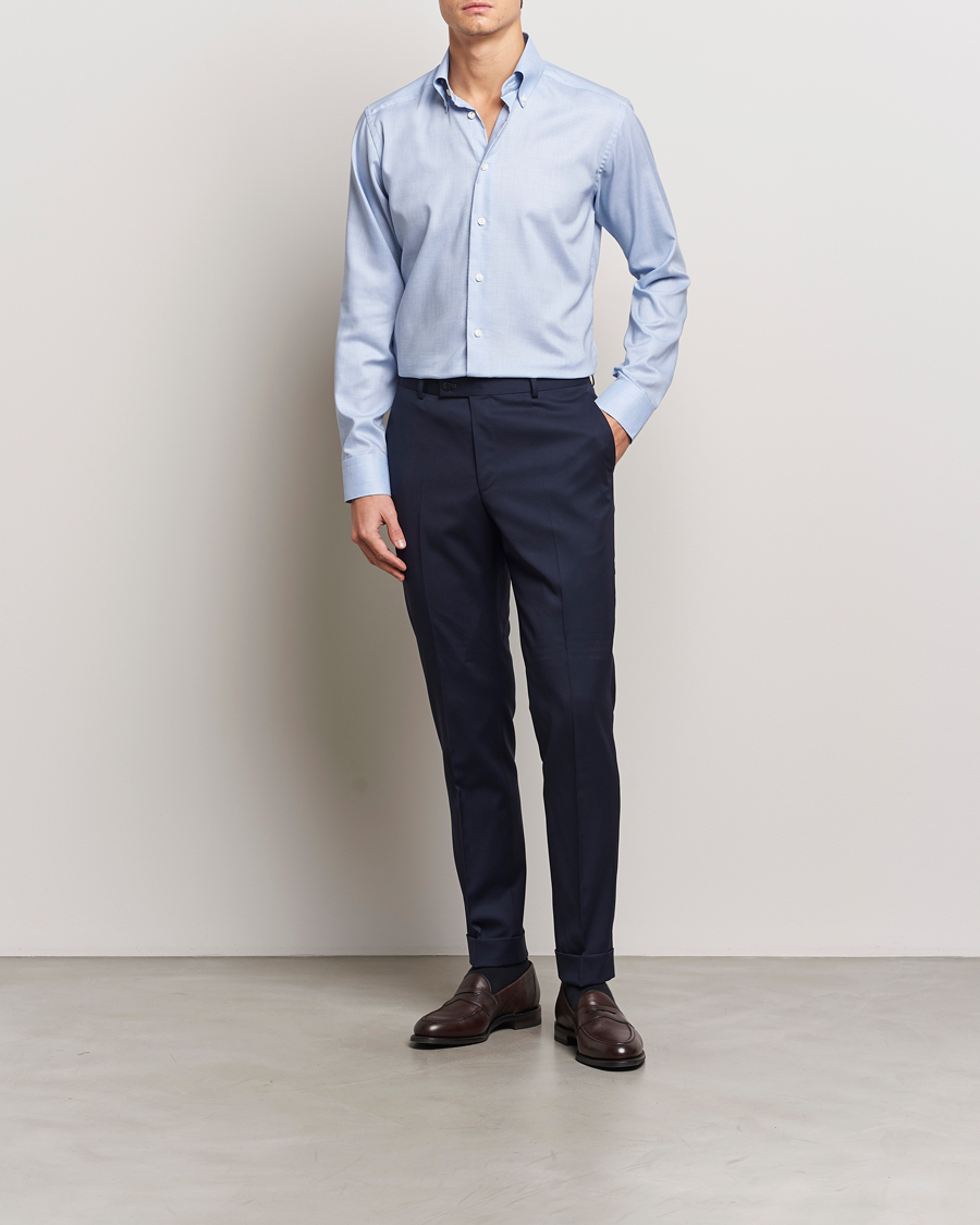 Herren | Hemden | Eton | Slim Fit Wrinkle Free Oxford Shirt Light Blue