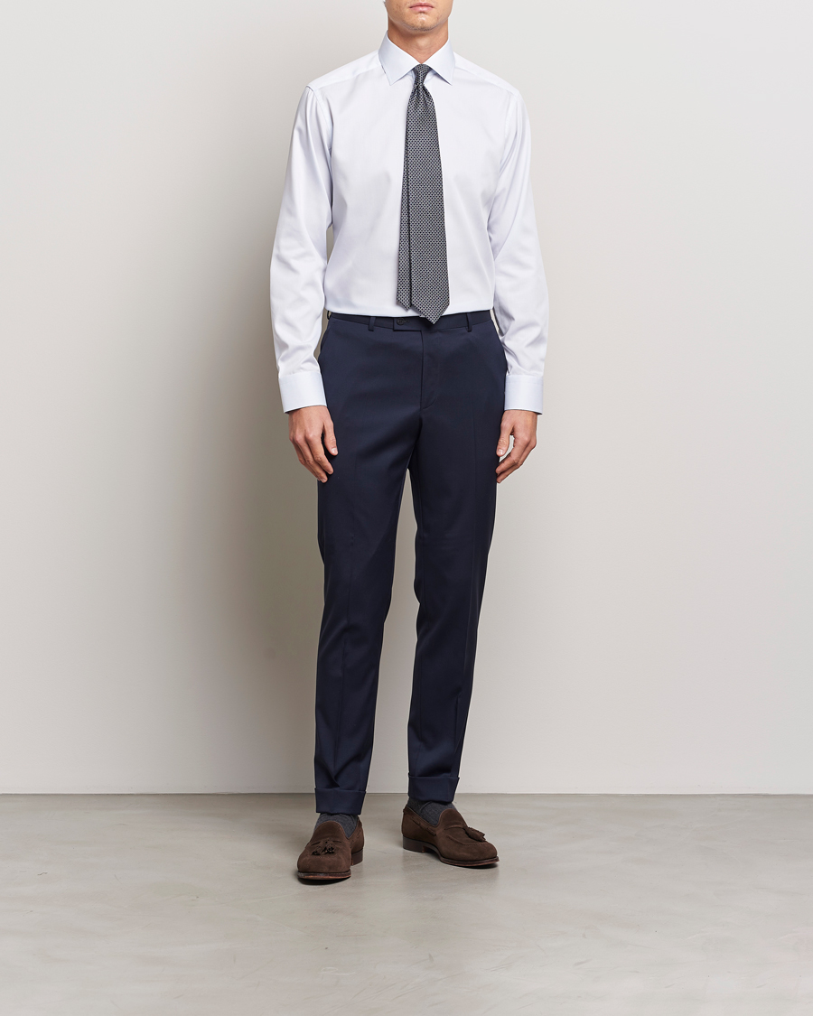 Herren | Hemden | Eton | Slim Fit Twill Hairline Stripe Shirt Blue/White