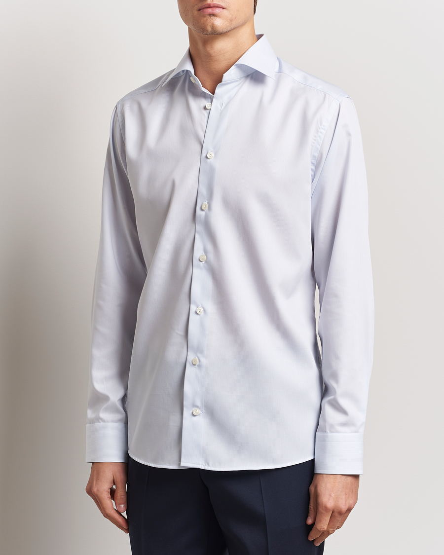 Herren | Hemden | Eton | Slim Fit Twill Hairline Stripe Shirt Blue/White