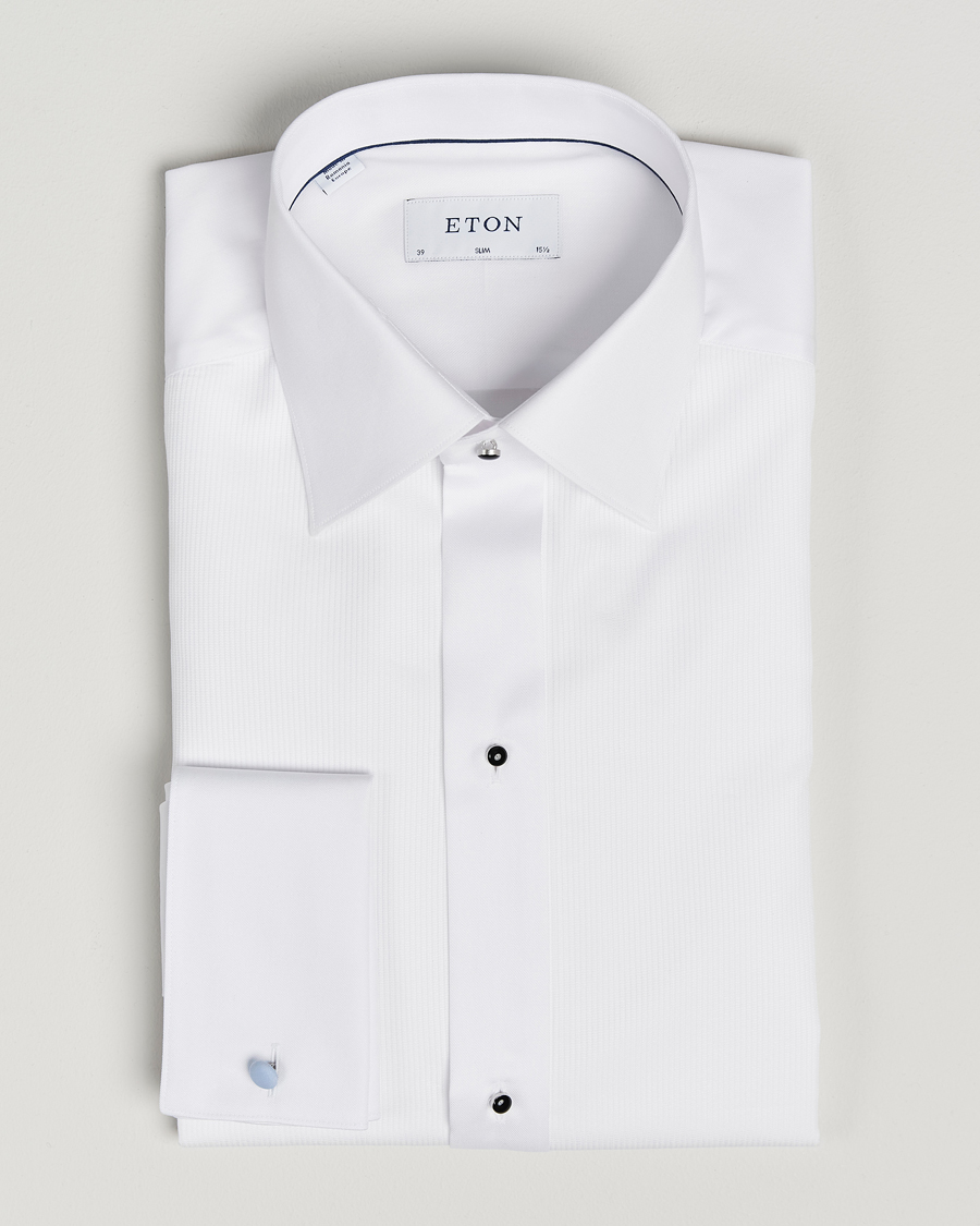 Herren | Hemden | Eton | Slim Fit Plissé Tuxedo Shirt White