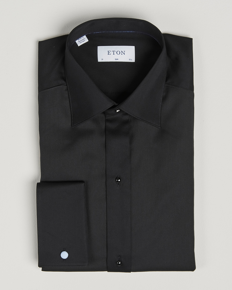 Herren | Hemden | Eton | Slim Fit Plissé Tuxedo Shirt Black