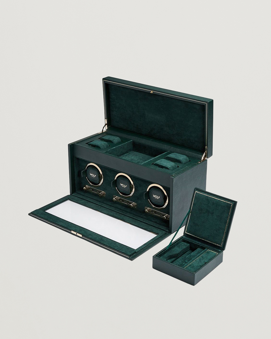 Herren | Uhren- und Schmuckkasten | WOLF | British Racing Triple Watch Winder With Storage Green