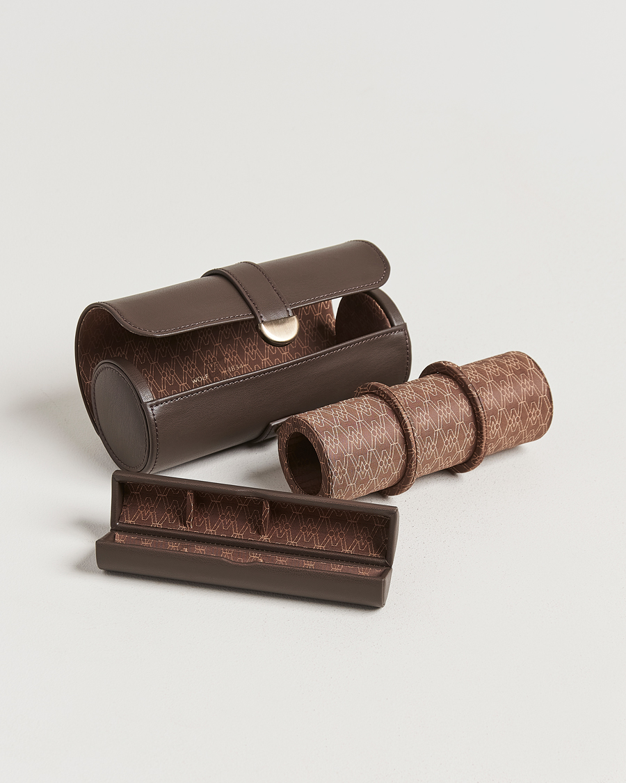 Herren | Uhren- und Schmuckkasten | WOLF | Triple Watch Roll Earth Coffee