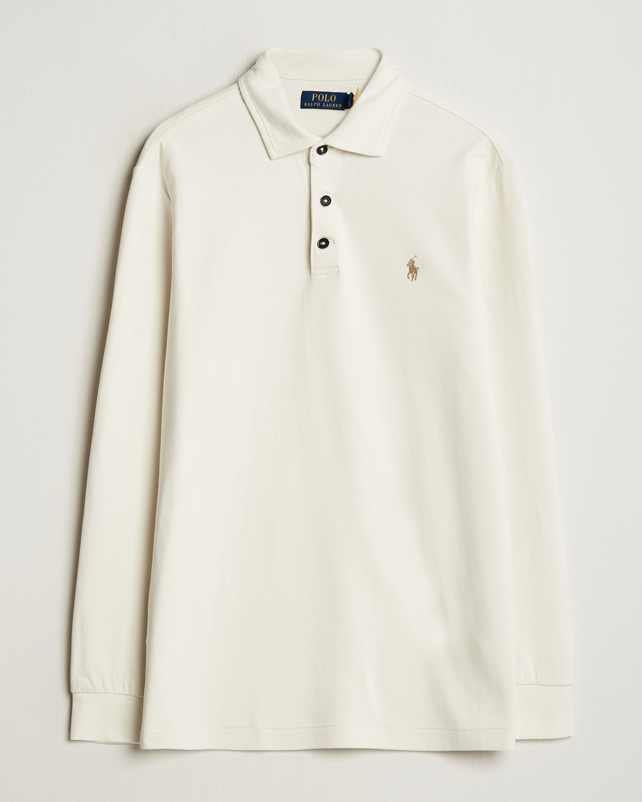 Herren | Poloshirts | Polo Ralph Lauren | Double Knit Long Sleeve Polo Parchment Cream