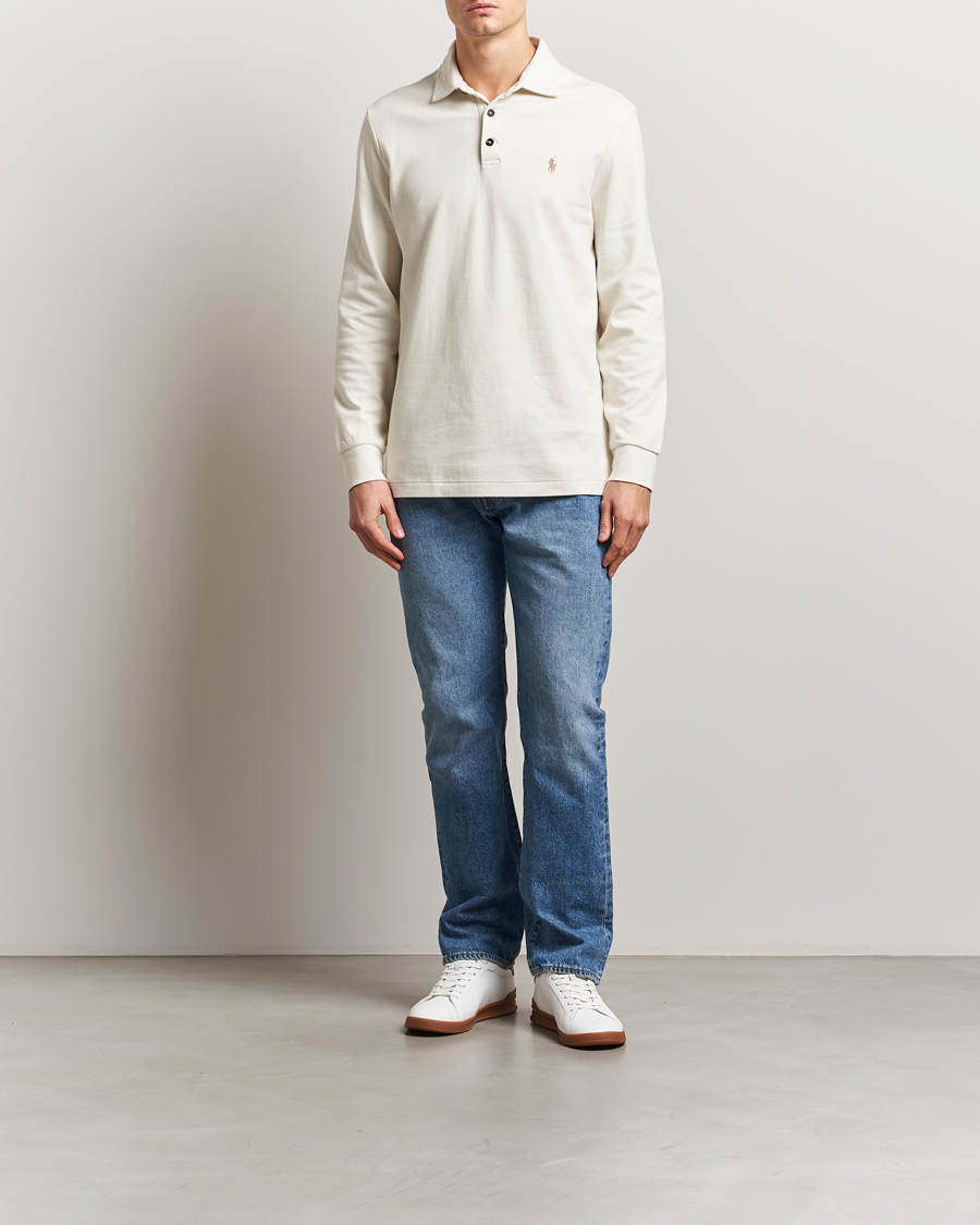 Herren | Poloshirts | Polo Ralph Lauren | Double Knit Long Sleeve Polo Parchment Cream