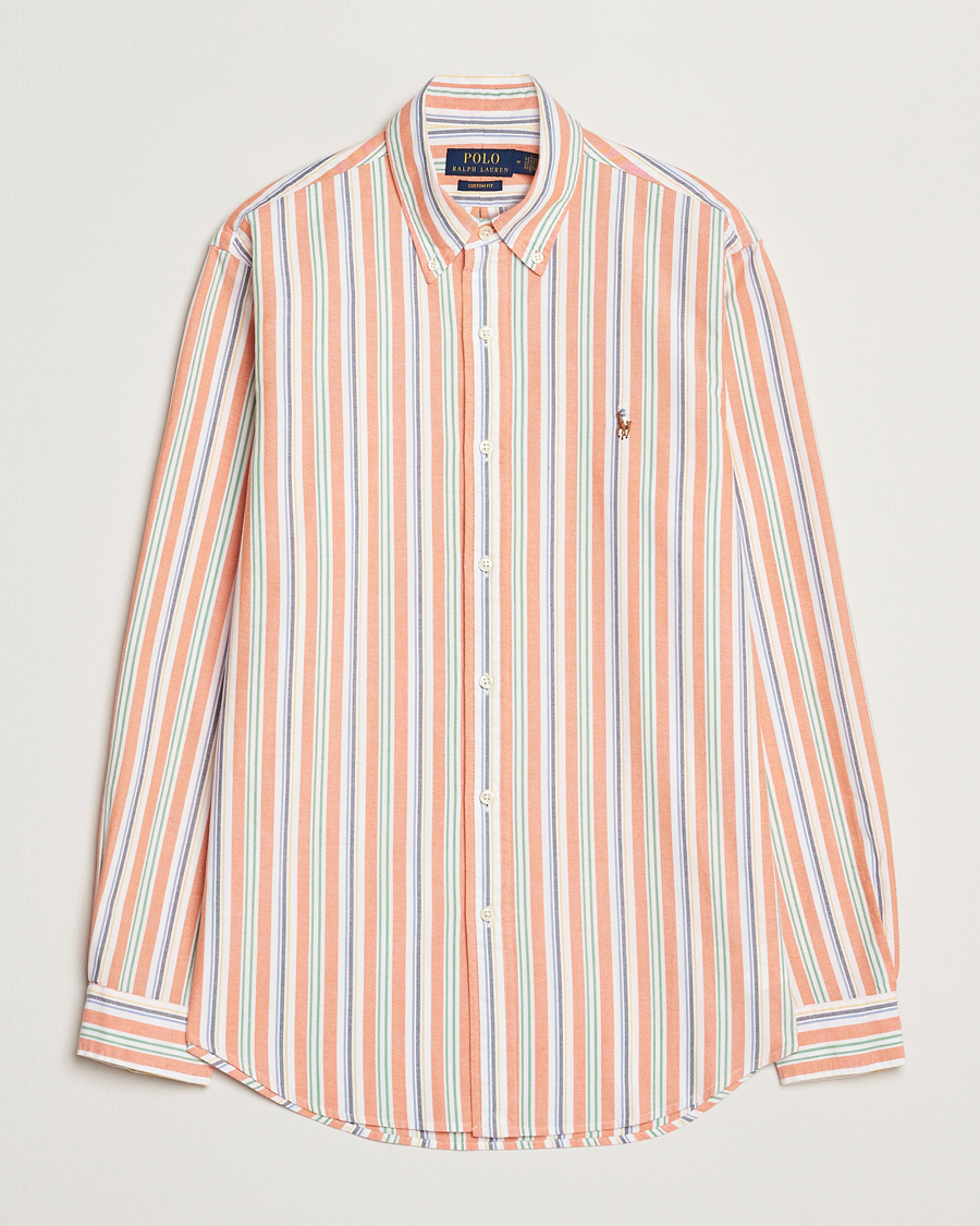 Herren | Hemden | Polo Ralph Lauren | Custom Fit Striped Oxford Shirt Orange/White