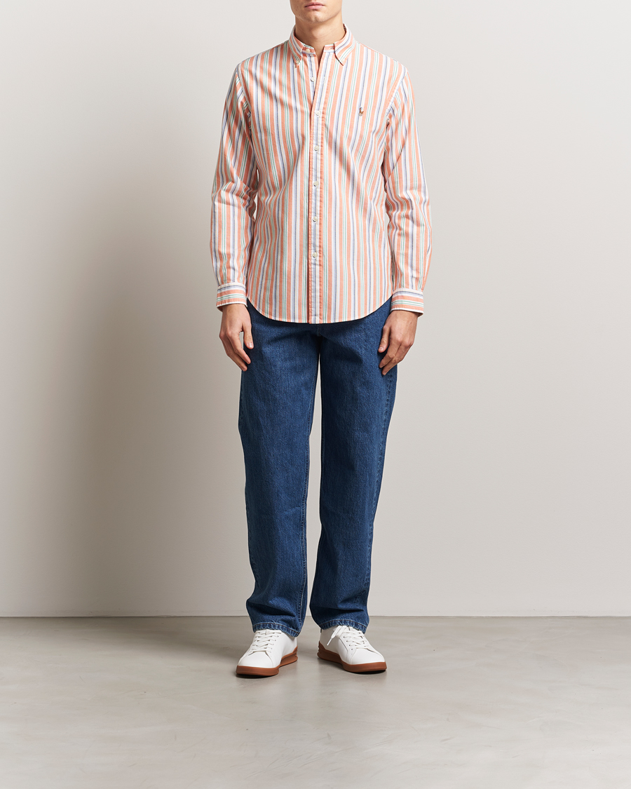 Herren | Hemden | Polo Ralph Lauren | Custom Fit Striped Oxford Shirt Orange/White