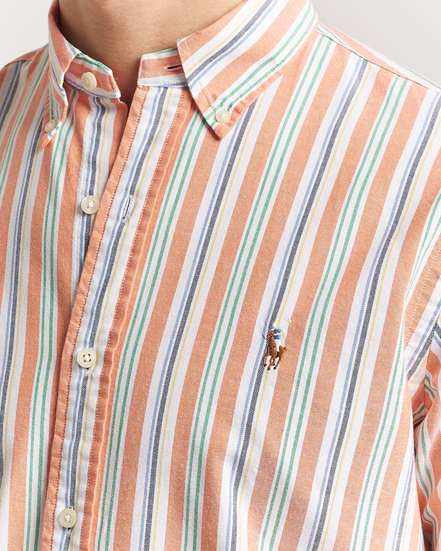 Herren | Hemden | Polo Ralph Lauren | Custom Fit Striped Oxford Shirt Orange/White