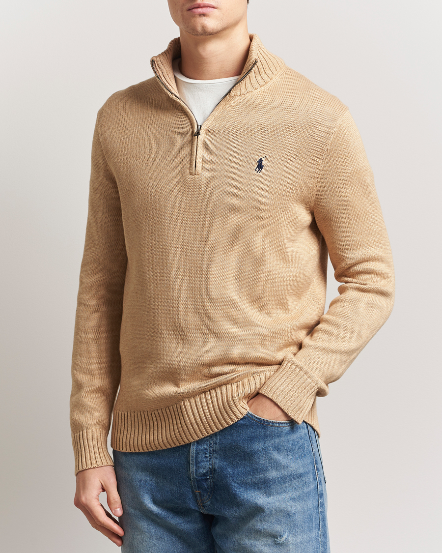 Herren | Pullover | Polo Ralph Lauren | Cotton Pullover Half-Zip Camel Melange