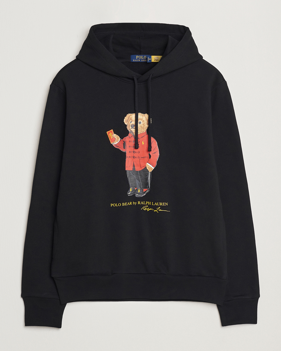 Black polo bear hoodie top