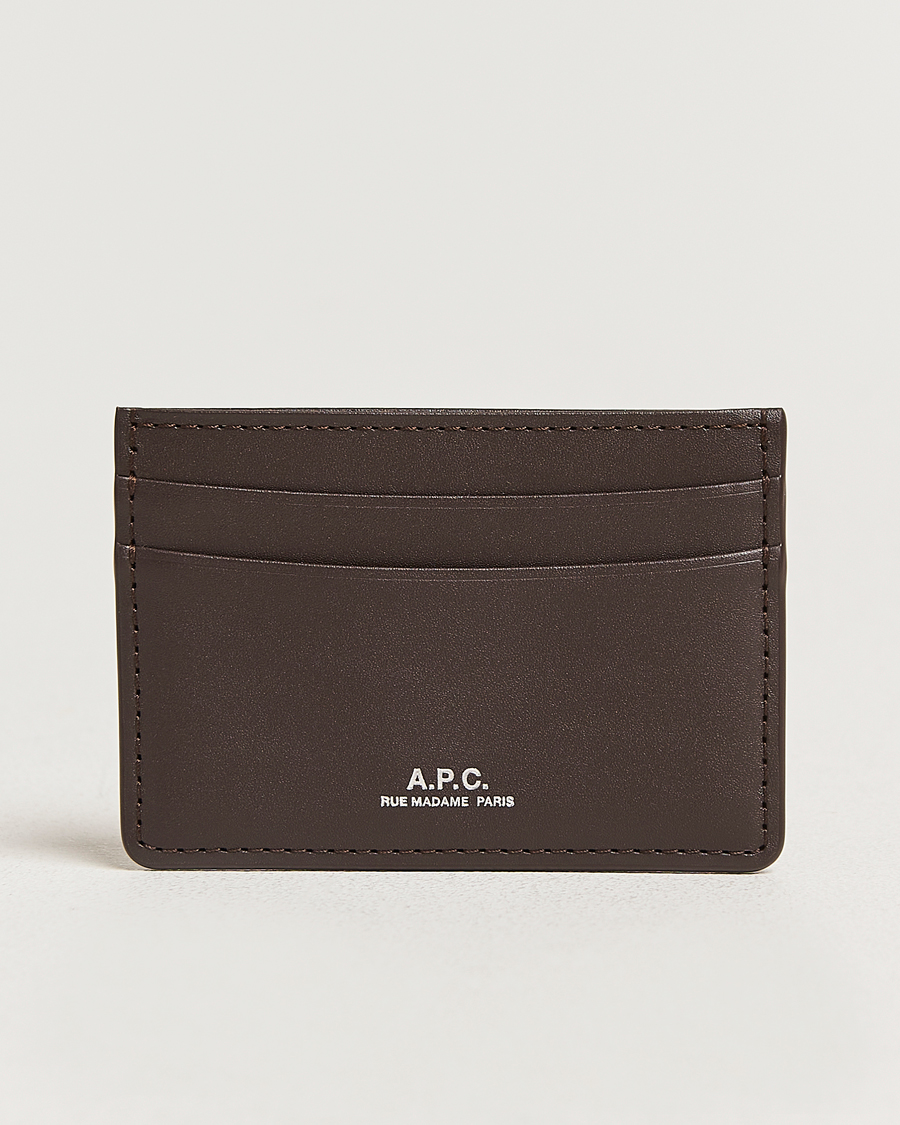 Herren | Geldbörsen | A.P.C. | Calf Leather Card Holder Dark Brown
