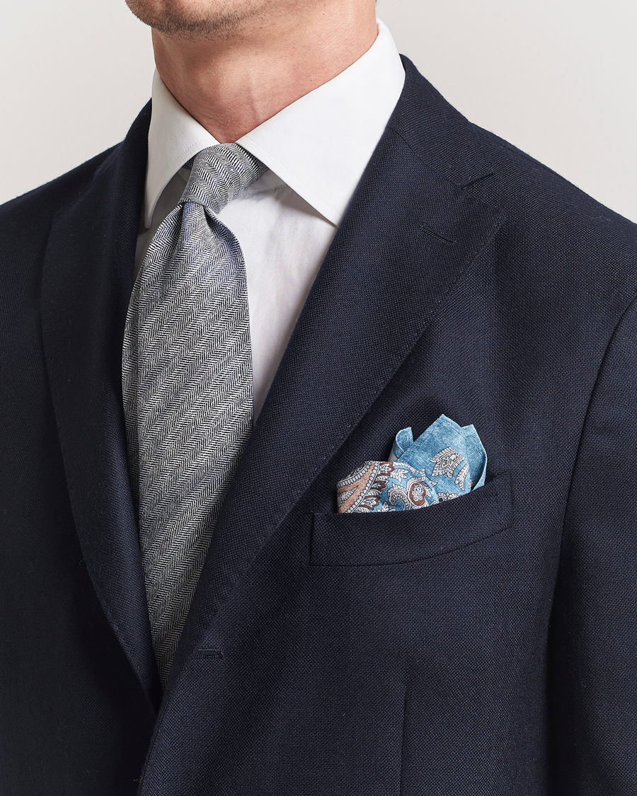 Herren | Krawatten | Amanda Christensen | Box Set Printed Silk 8cm Tie With Pocket Square Navy
