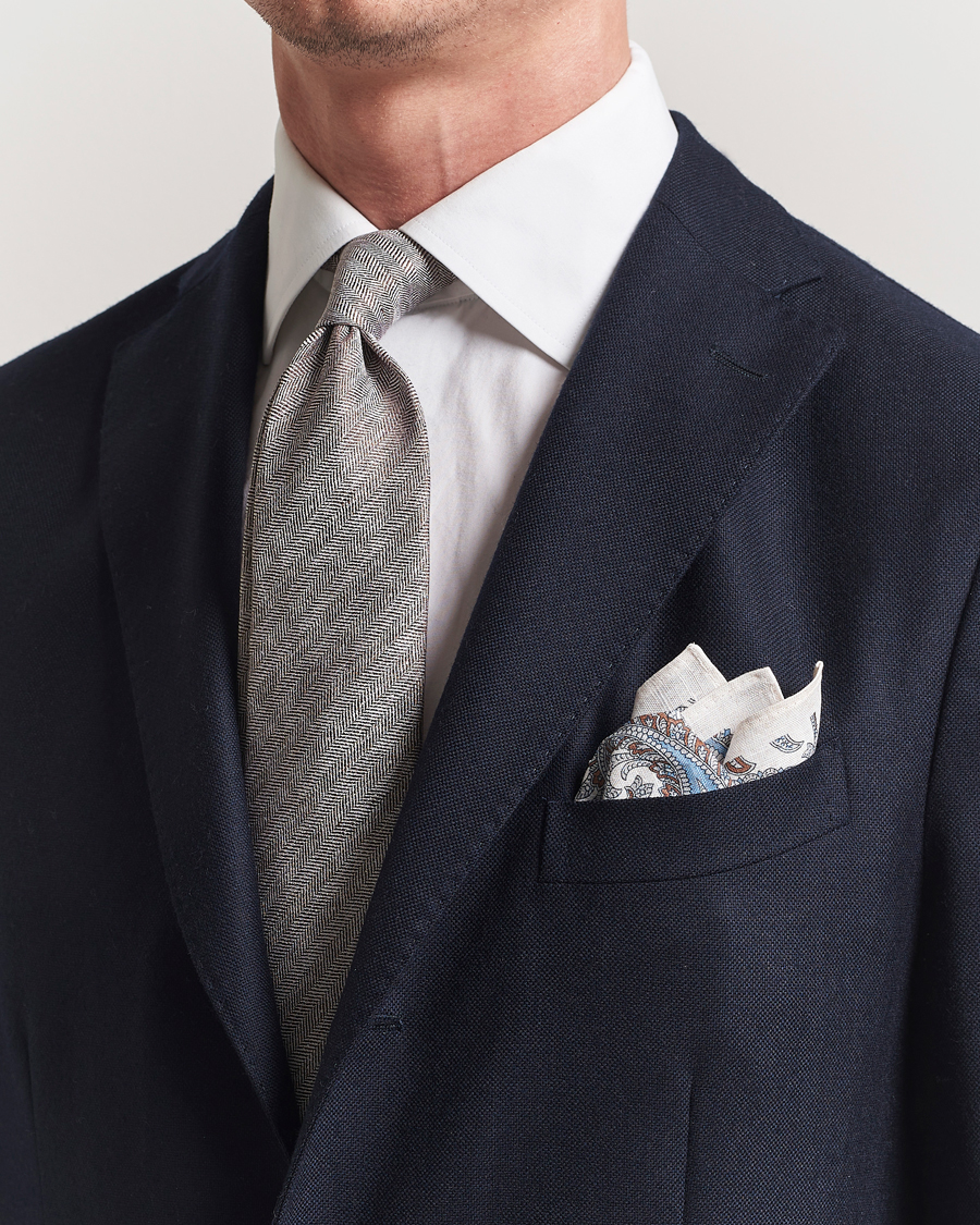 Herren | Krawatten | Amanda Christensen | Box Set Printed Silk 8cm Tie With Pocket Square Brown