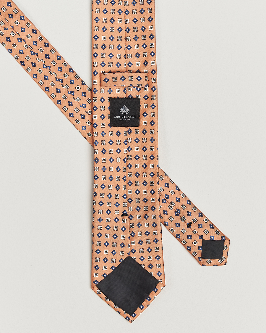 Herren | Krawatten | Amanda Christensen | Box Set Printed Silk 8cm Tie With Pocket Square Orange
