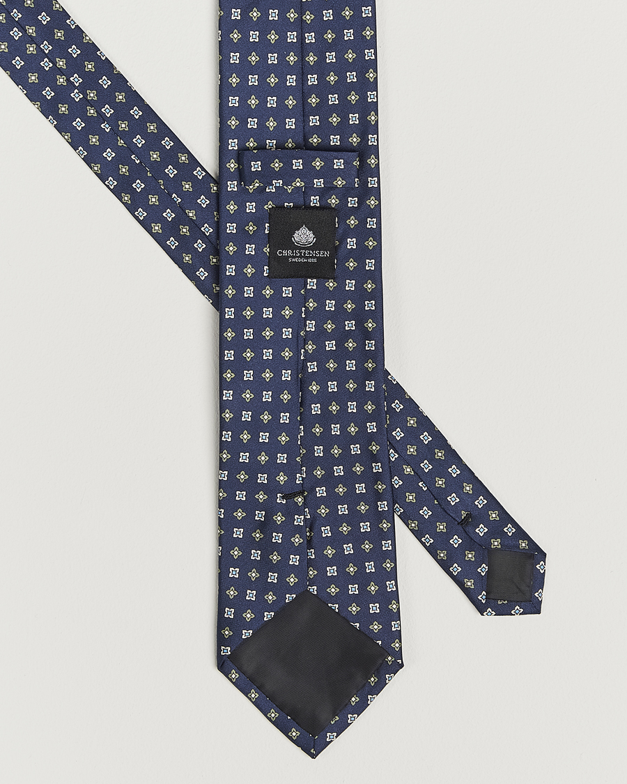 Herren | Krawatten | Amanda Christensen | Box Set Printed Silk 8cm Tie With Pocket Square Navy