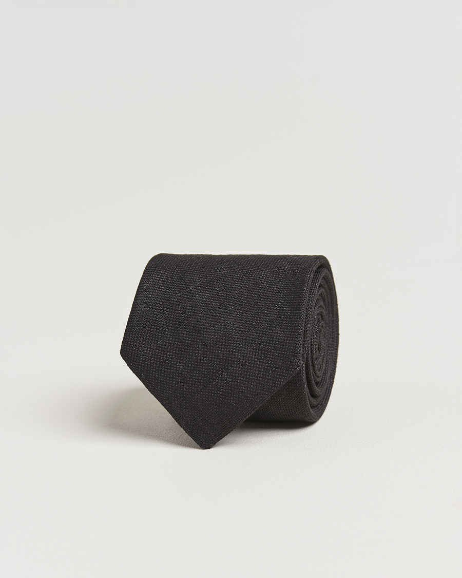 Herren | Krawatten | Amanda Christensen | Amanda ChristensenHopsack Linen 8cm TieBlack