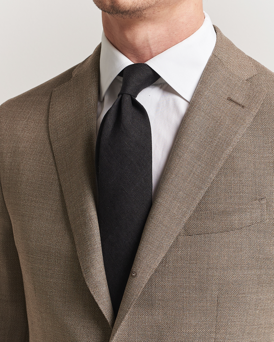 Herren | Krawatten | Amanda Christensen | Amanda ChristensenHopsack Linen 8cm TieBlack
