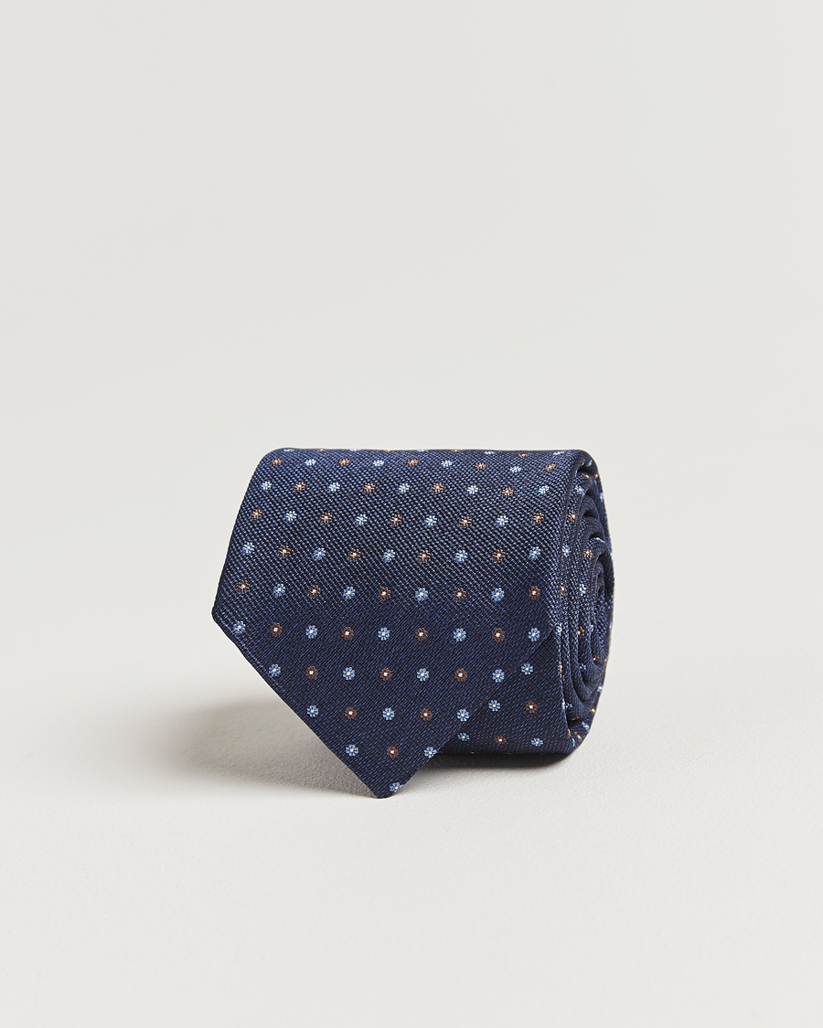 Herren | Krawatten | Amanda Christensen | Silk Reps Printed Flower 8cm Tie Navy