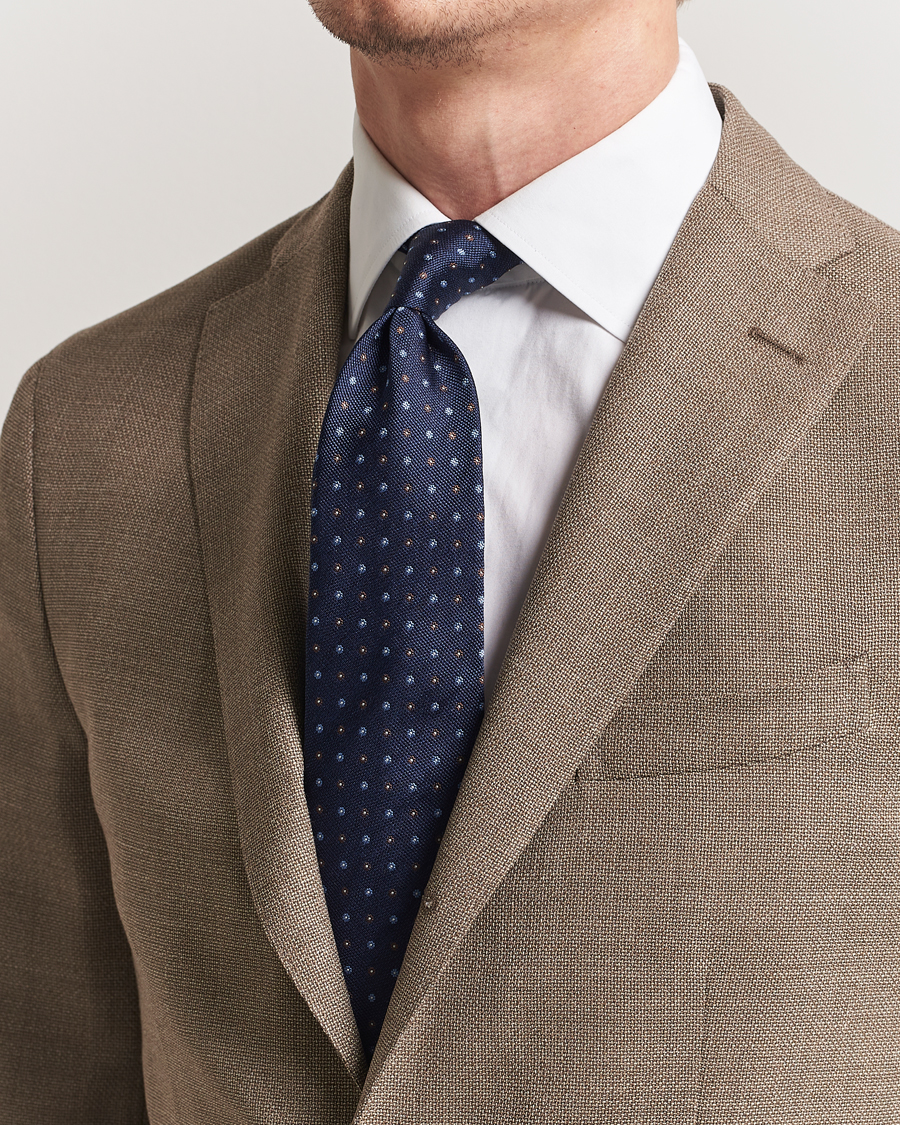 Herren | Krawatten | Amanda Christensen | Silk Reps Printed Flower 8cm Tie Navy