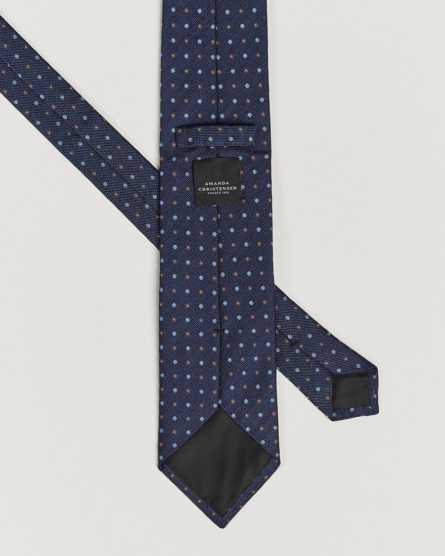 Herren | Krawatten | Amanda Christensen | Silk Reps Printed Flower 8cm Tie Navy