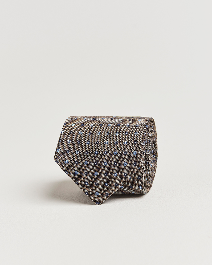 Herren | Krawatten | Amanda Christensen | Silk Reps Printed Flower 8cm Tie Brown