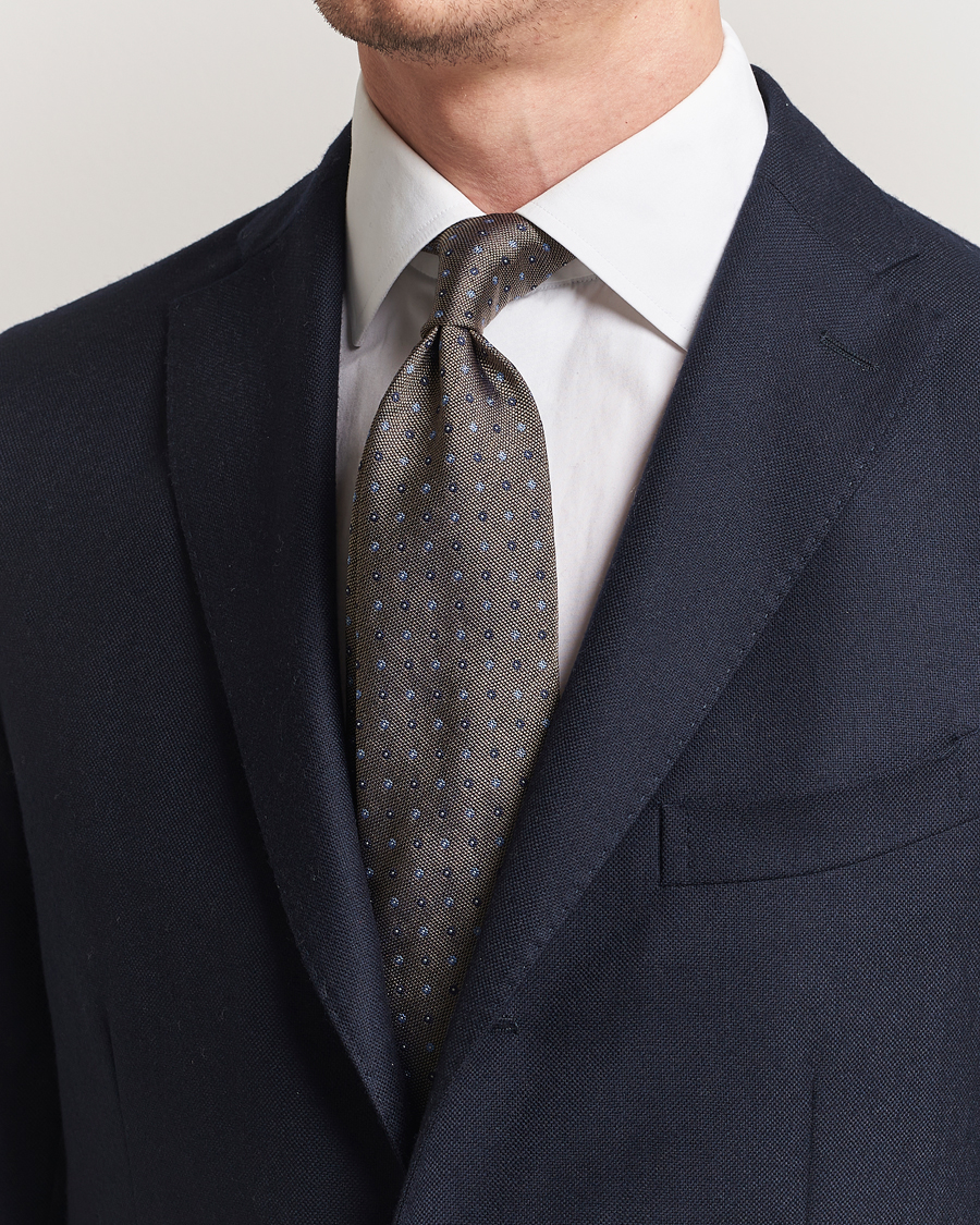 Herren | Krawatten | Amanda Christensen | Silk Reps Printed Flower 8cm Tie Brown