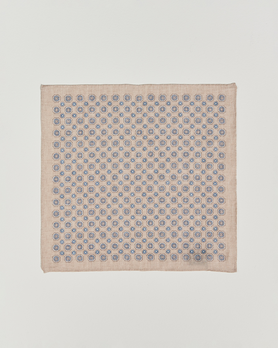 Herren | Einstecktücher | Amanda Christensen | Linen Printed Medallion Pocket Square Sand