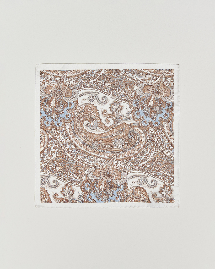 Herren | Einstecktücher | Amanda Christensen | Silk Twill Large Paisley Pocket Square Cream