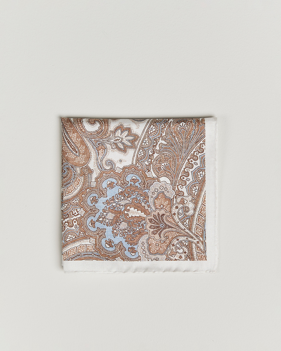 Herren | Einstecktücher | Amanda Christensen | Silk Twill Large Paisley Pocket Square Cream