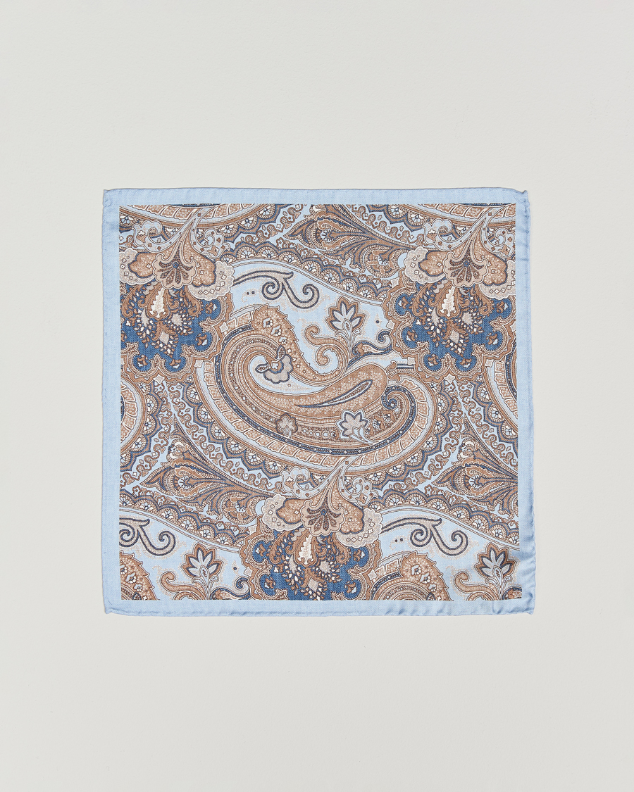 Herren | Einstecktücher | Amanda Christensen | Silk Twill Large Paisley Pocket Square Sky Blue
