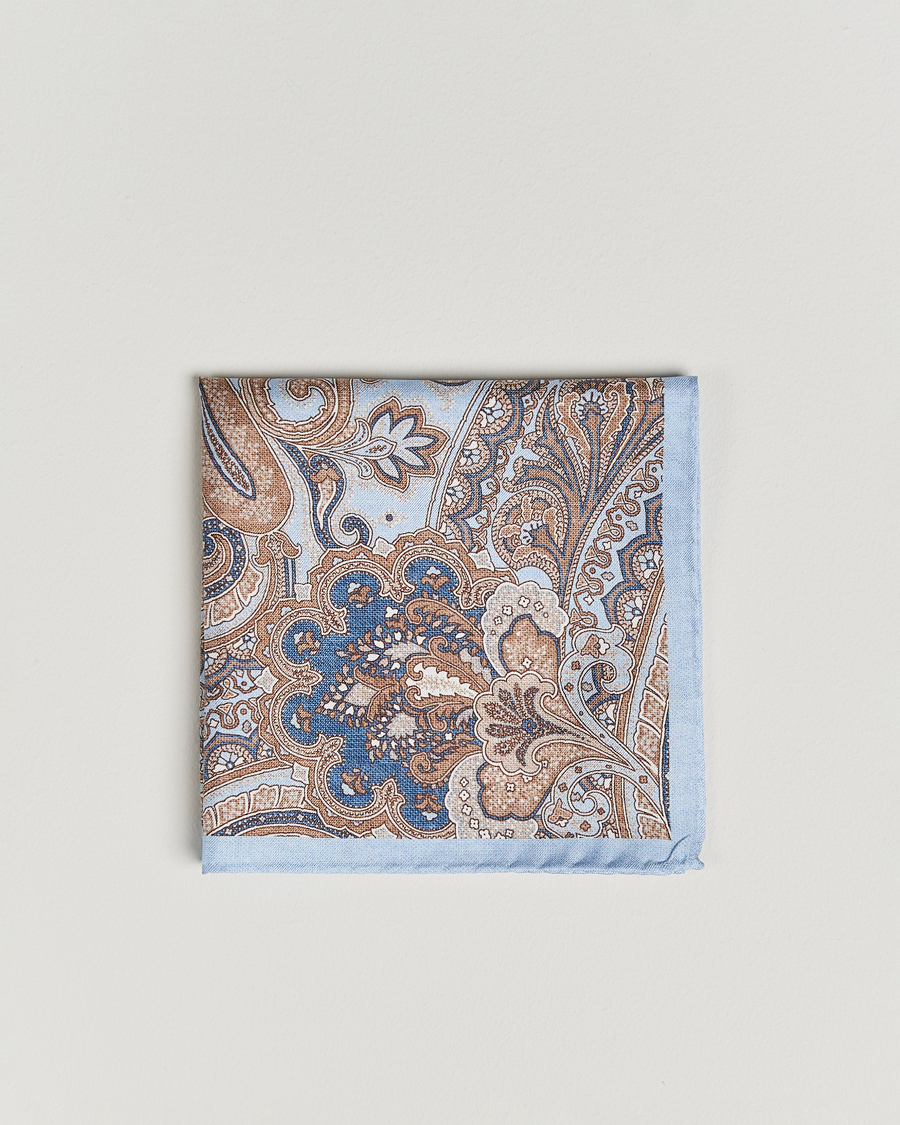 Herren | Einstecktücher | Amanda Christensen | Silk Twill Large Paisley Pocket Square Sky Blue