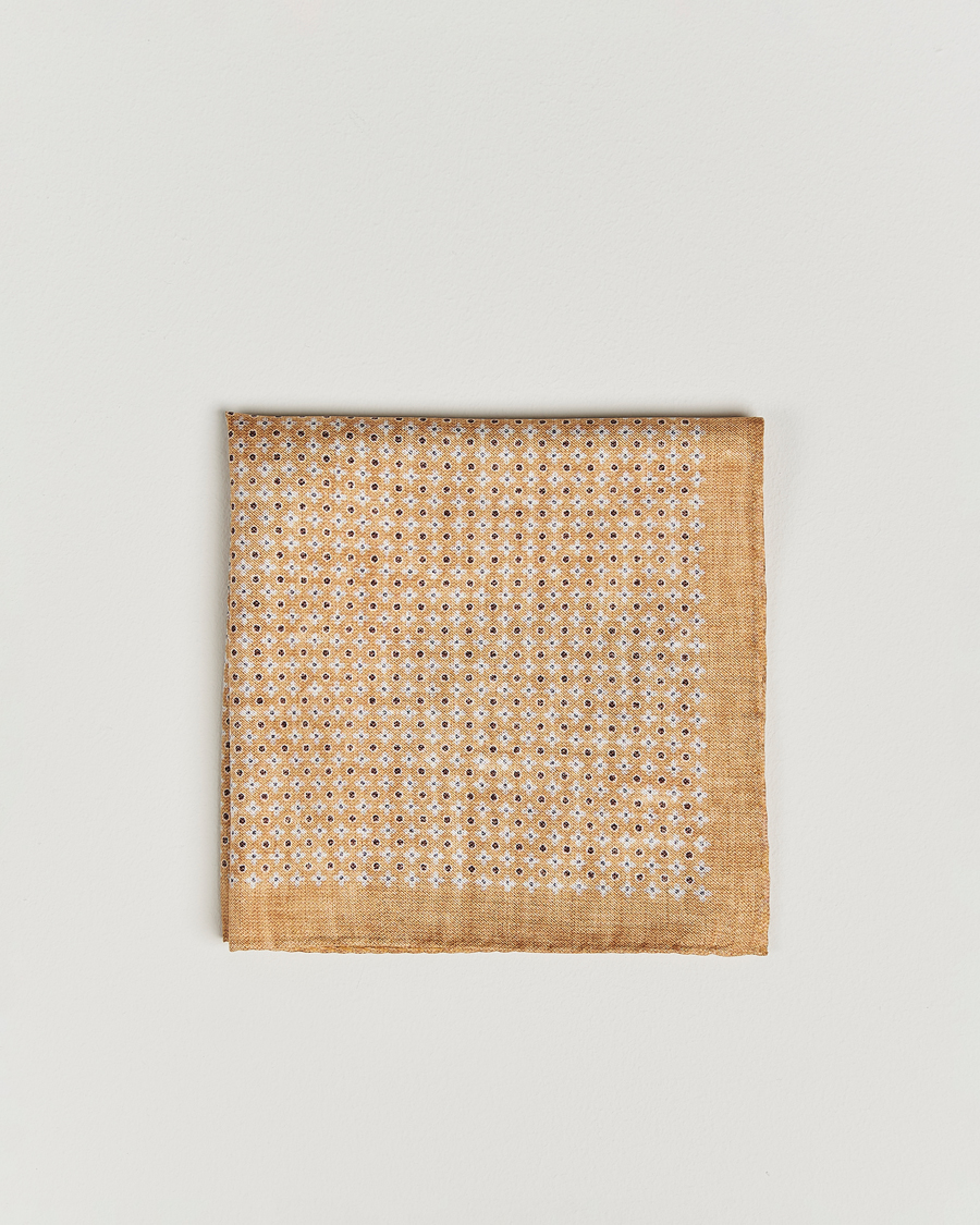 Herren | Einstecktücher | Amanda Christensen | Silk Twill Printed Flower Pocket Square Yellow