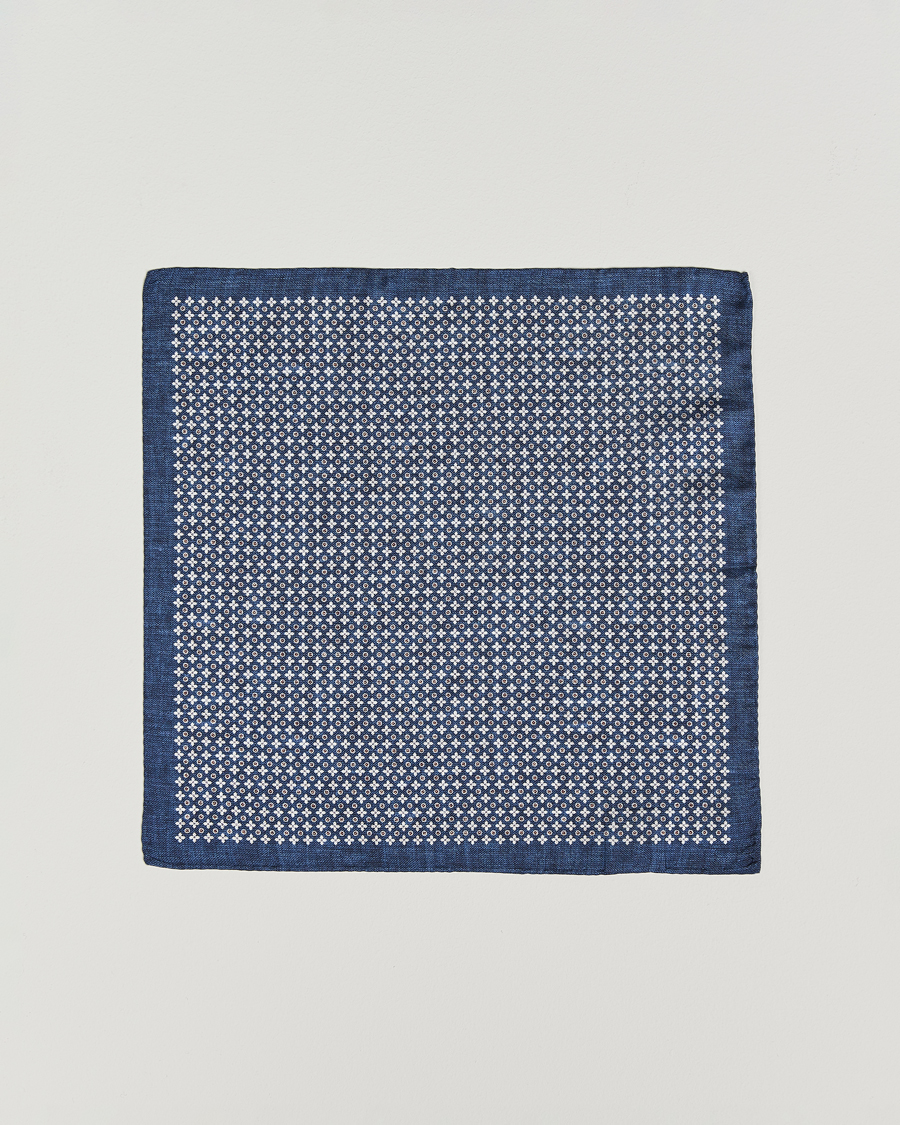 Herren | Einstecktücher | Amanda Christensen | Silk Twill Printed Flower Pocket Square Navy