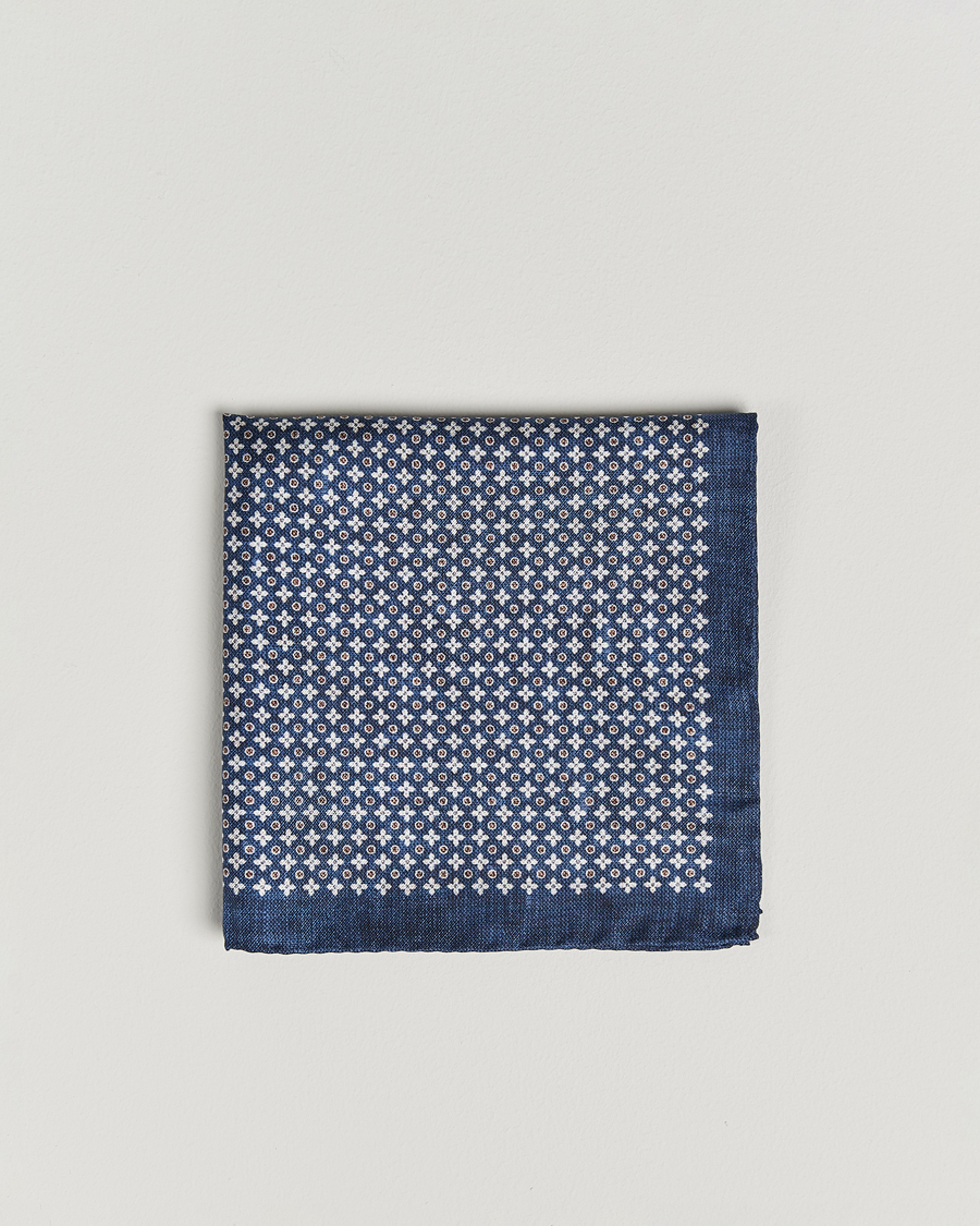 Herren | Einstecktücher | Amanda Christensen | Silk Twill Printed Flower Pocket Square Navy