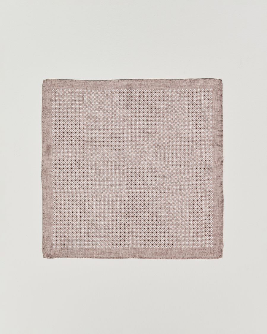 Herren | Einstecktücher | Amanda Christensen | Silk Twill Printed Flower Pocket Square Sand