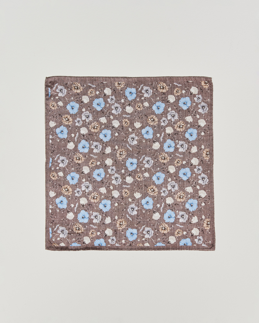 Herren | Einstecktücher | Amanda Christensen | Silk Oxford Printed Flower Pocket Square Brown