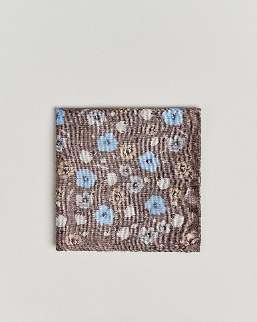 Herren | Einstecktücher | Amanda Christensen | Silk Oxford Printed Flower Pocket Square Brown