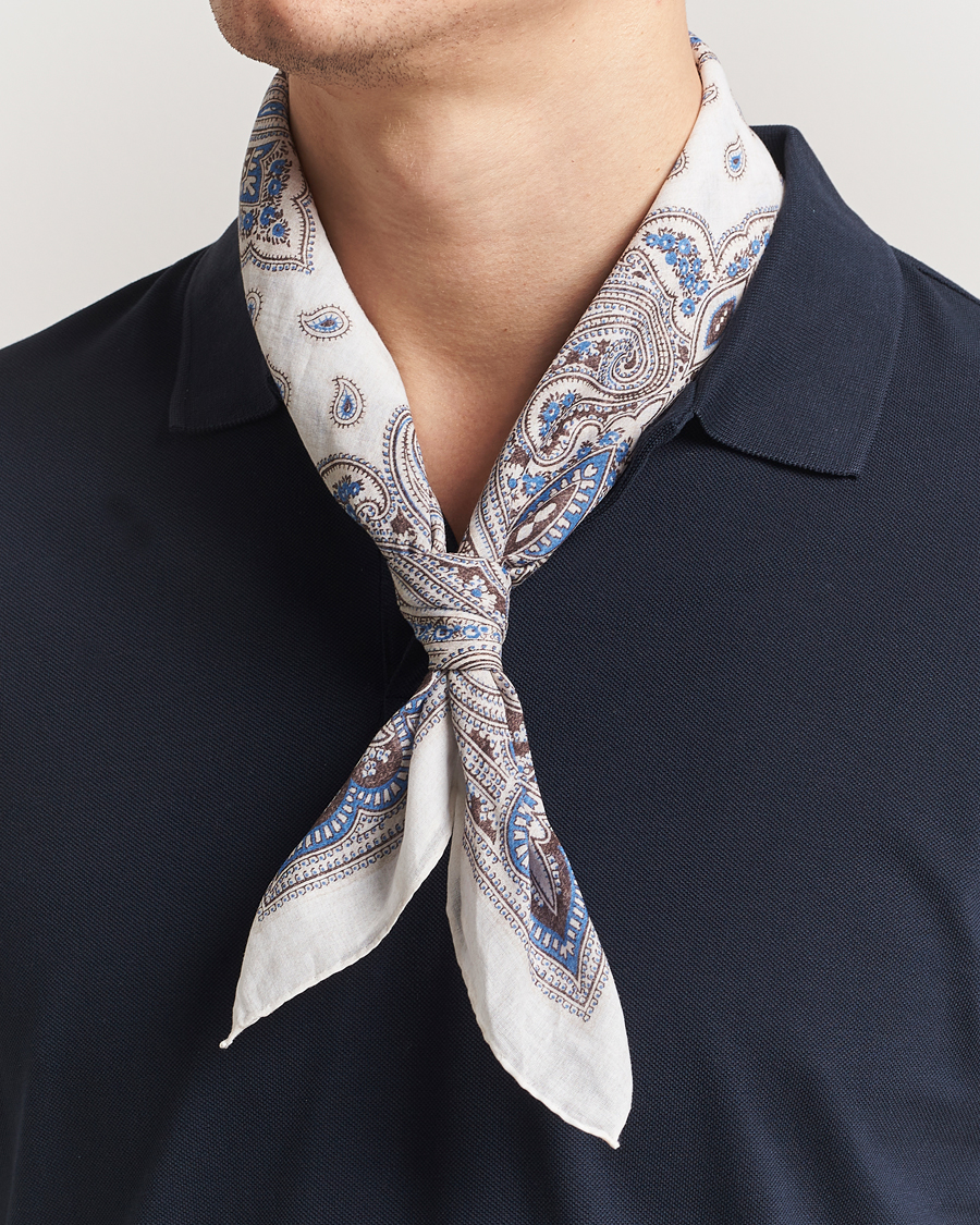 Herren | Tücher | Amanda Christensen | Cotton Voilé Printed Paisley Bandana Cream