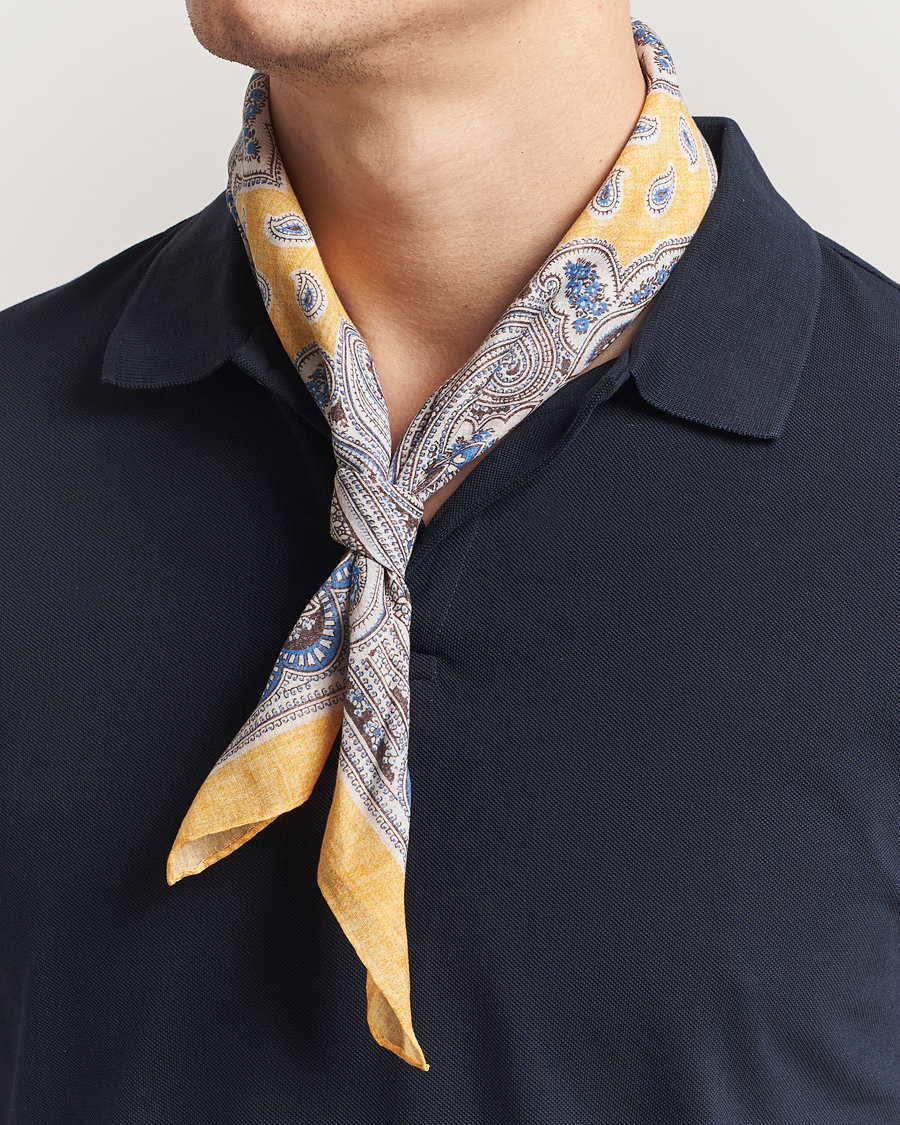Herren | Tücher | Amanda Christensen | Cotton Voilé Printed Paisley Bandana Yellow