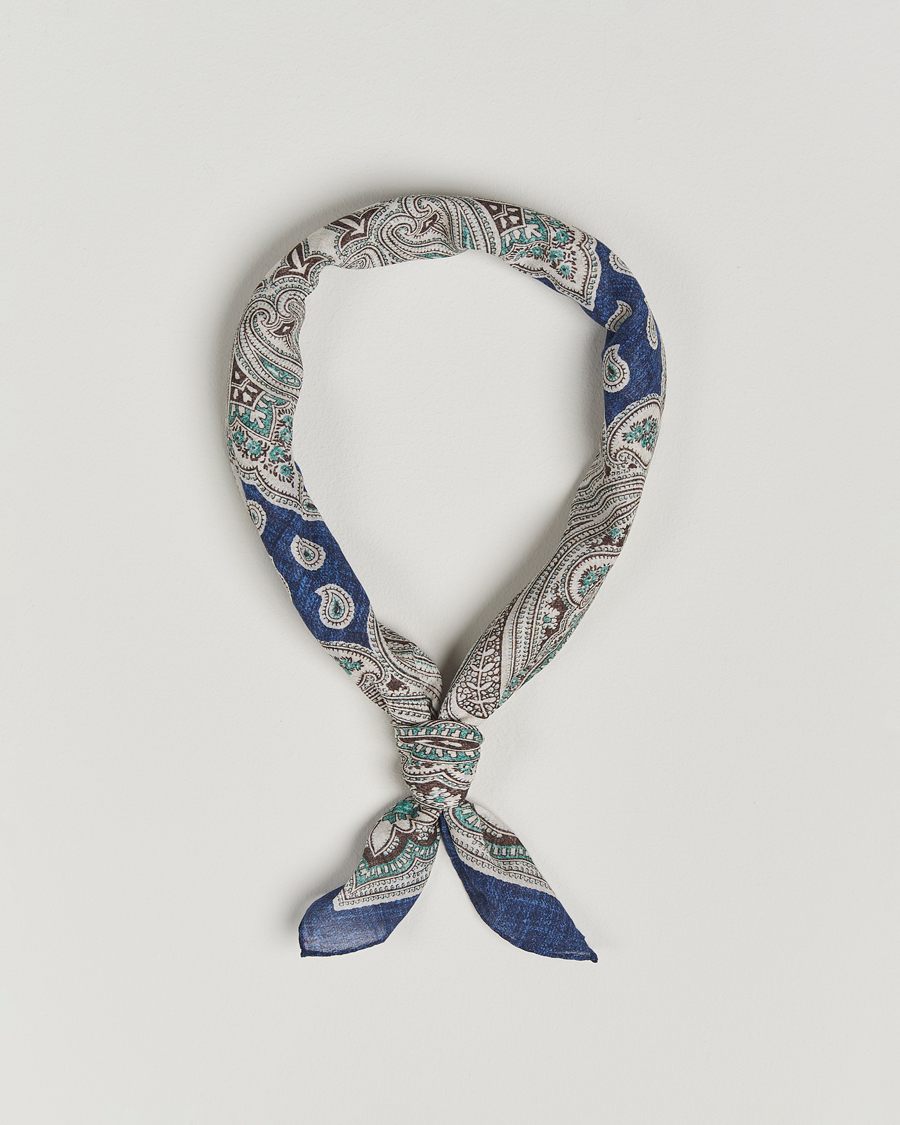 Herren | Tücher | Amanda Christensen | Cotton Voilé Printed Paisley Bandana Navy