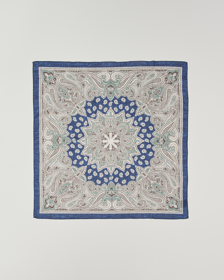 Herren | Tücher | Amanda Christensen | Cotton Voilé Printed Paisley Bandana Navy