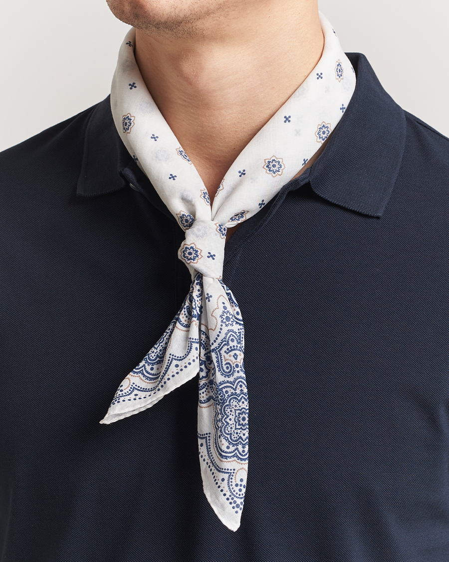 Herren | Tücher | Amanda Christensen | Cotton Voilé Printed Medallion Bandana Cream