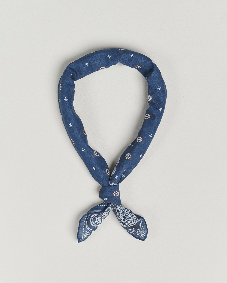 Herren | Tücher | Amanda Christensen | Cotton Voilé Printed Medallion Bandana Navy