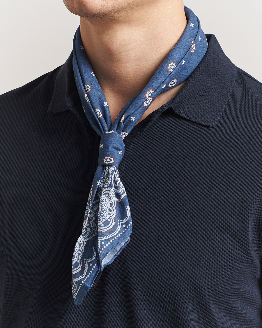 Herren | Tücher | Amanda Christensen | Cotton Voilé Printed Medallion Bandana Navy