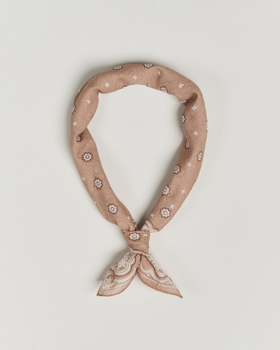 Herren | Tücher | Amanda Christensen | Cotton Voilé Printed Medallion Bandana Sand